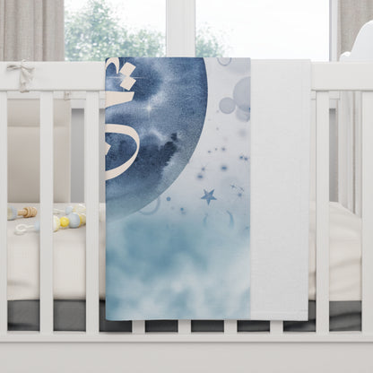 Personalized name Soft Fleece Blanket for Baby Boys |Moon Swing Design