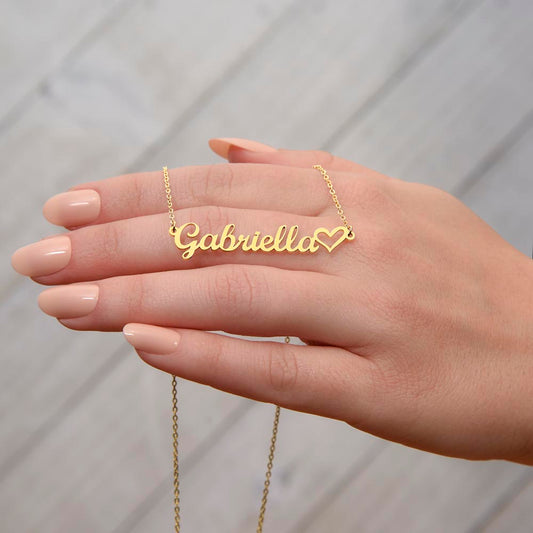 Personalized Name gold Necklace & Heart