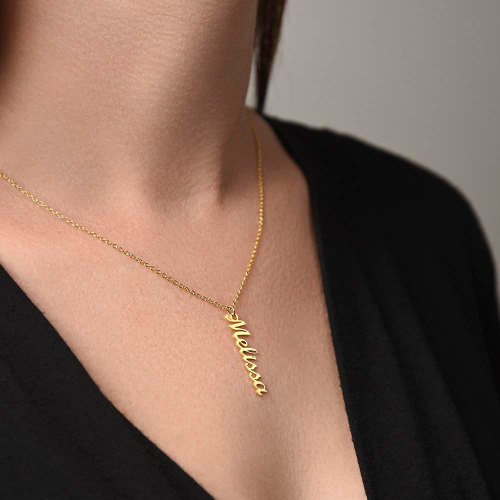 Personalized Vertical Name gold Necklace 