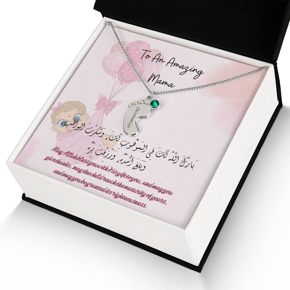 Custom Baby girl Feet Necklace with Birthstones - luxuryblueprints -Jewelry