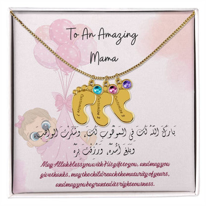 Custom Baby girl Feet Necklace with Birthstones - luxuryblueprints -Jewelry