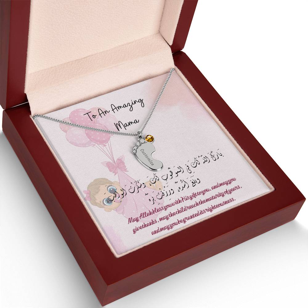 Custom Baby girl Feet Necklace with Birthstones - luxuryblueprints -Jewelry