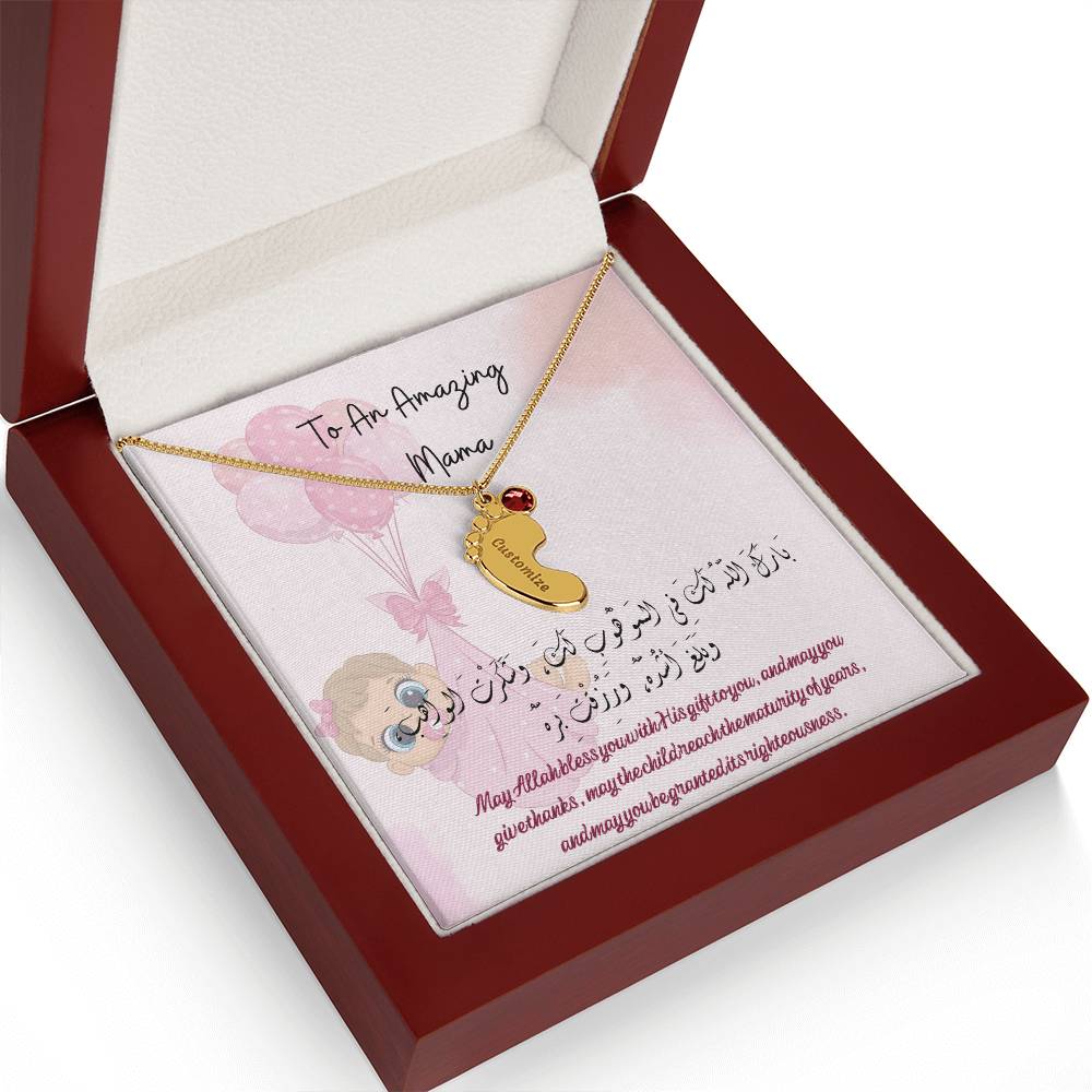 Custom Baby girl Feet Necklace with Birthstones - luxuryblueprints -Jewelry